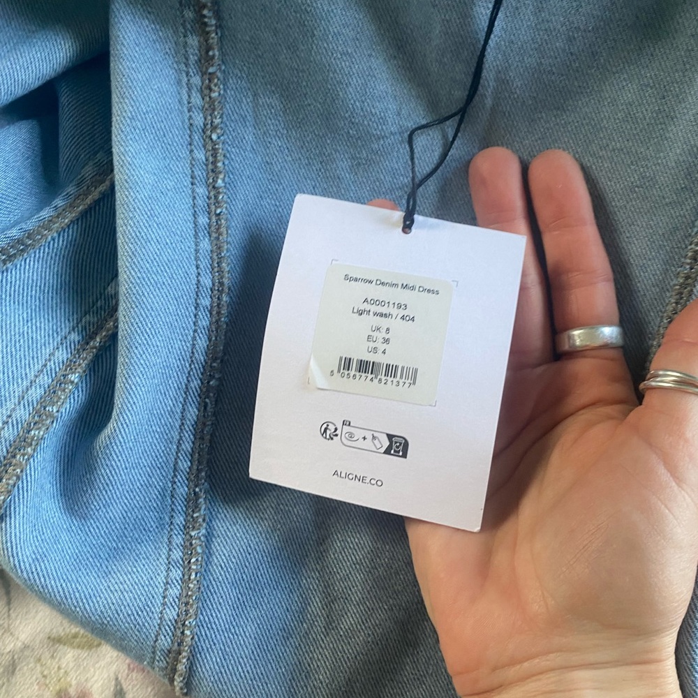 Aligne Sparrow Denim Button-Front Midi Dress - image 7